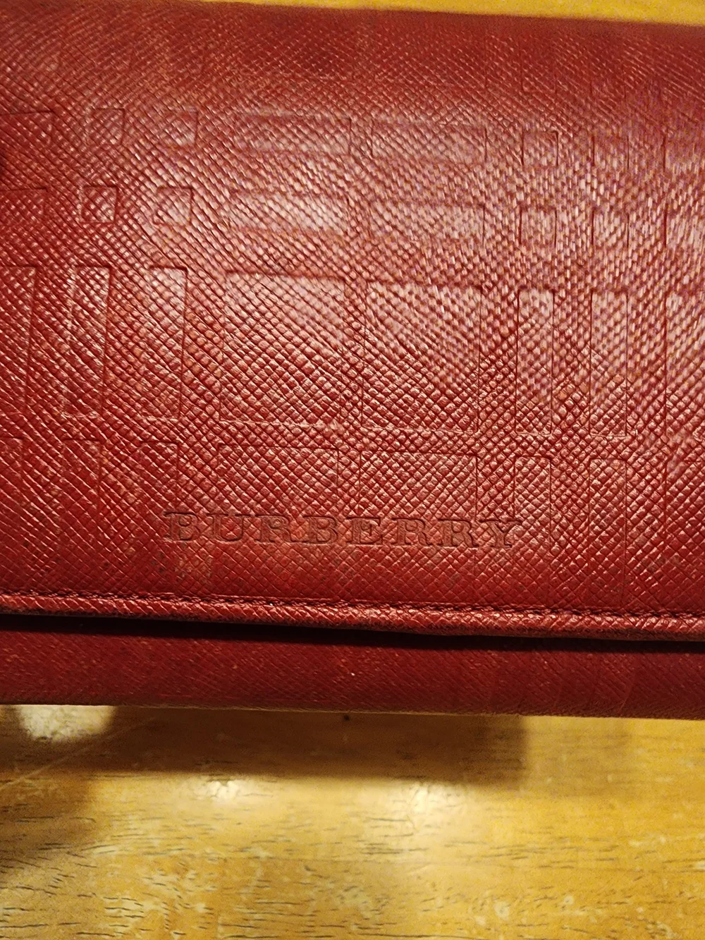 Burberry red embossed